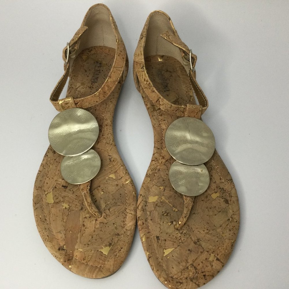 Alfani Thong Flats Sandals Cork Look Metal 8
